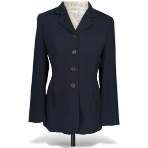 Vintage Garfield & Marks Petite Black Textured Lined Blazer Jacket Pockets SZ 6